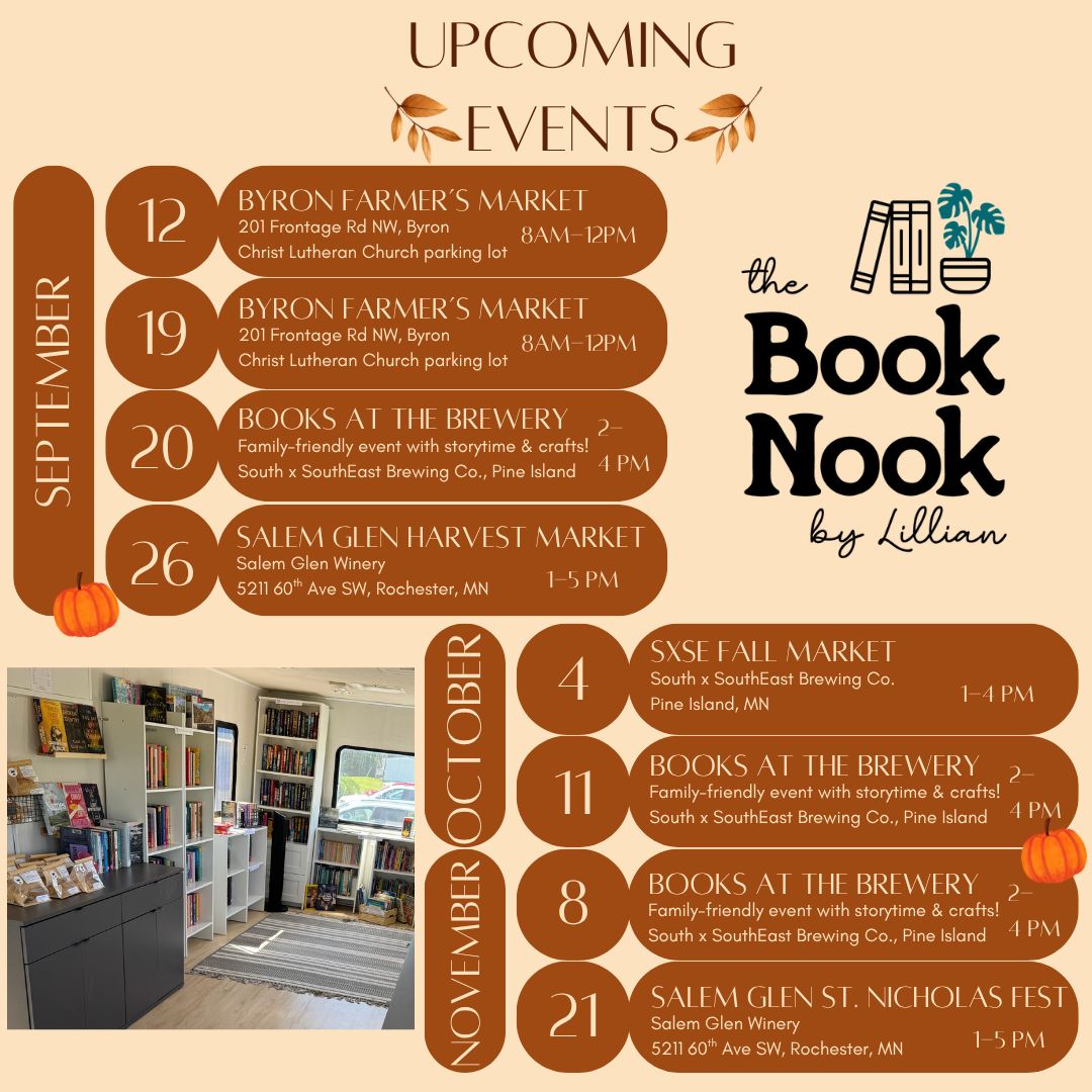Upcoming event announcement for The Book Nook by Lillian